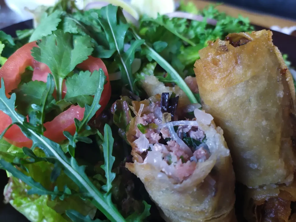 Nems au porc et salade
